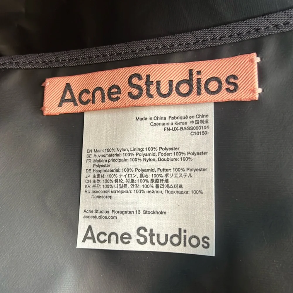 Acne Studios Post Ripstop Nylon & Suede Tote Black